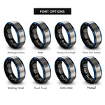 font options for inside engraving on black & blue & grey copper helmet rings