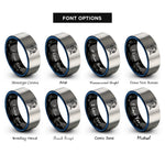 font options for inside engraving on black & blue & gray copper helmet rings