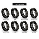 font options for inside engraving on black & grey copper pipe rings