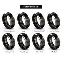 font options for inside engraving on black & grey copper pipe rings