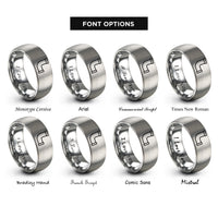 font options for inside engraving on gray copper pipe rings