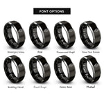 font options for inside engraving on black & gray copper venus rings