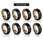 font options for inside engraving on black & rose gold copper venus rings