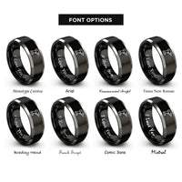 font options for inside engraving on black & gray cordless drill rings