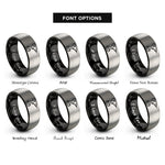 font options for inside engraving on black & gray cordless drill rings
