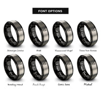 font options for inside engraving on black & gray corgi rings