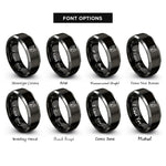 font options for inside engraving on black & silver corgi rings