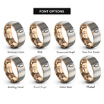 font options for inside engraving on rose gold & grey corn dog rings