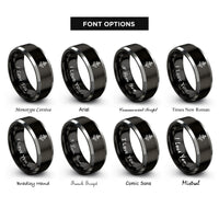 font options for inside engraving on black & silver corn stalk rings