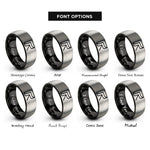 font options for inside engraving on black & grey corner bee rings