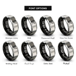 font options for inside engraving on black & grey corner bee rings