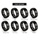 font options for inside engraving on black corner bee rings