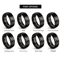 font options for inside engraving on black corner bee rings