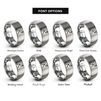 font options for inside engraving on grey corner bee rings