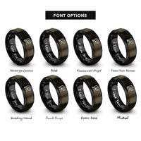 font options for inside engraving on gunmetal & black corner bee rings