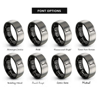 font options for inside engraving on black & grey corner clamp rings