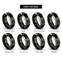 font options for inside engraving on black & silver corner clamp rings