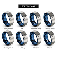 font options for inside engraving on blue & silver corner post rings