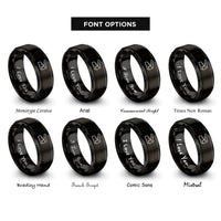 font options for inside engraving on black corner rounder rings