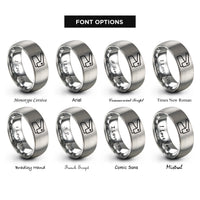 font options for inside engraving on grey corner rounder rings