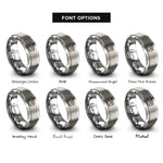 font options for inside engraving on gray corner rounder rings