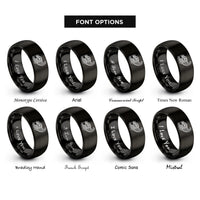 font options for inside engraving on black cornucopia rings