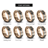 font options for inside engraving on rose gold cornucopia rings