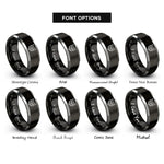 font options for inside engraving on black & silver corporal stripes rings