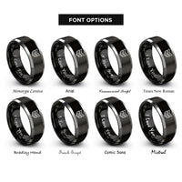 font options for inside engraving on black & silver corporal stripes rings