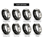font options for inside engraving on black & gray corporal stripes rings
