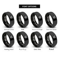 font options for inside engraving on black corporal stripes rings
