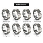 font options for inside engraving on silver corporal stripes rings