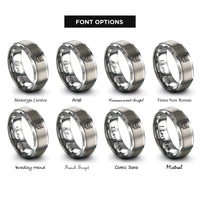 font options for inside engraving on gray corporal stripes rings