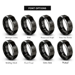 font options for inside engraving on black & gray corrections officer shield rings