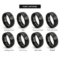 font options for inside engraving on black corrections officer shield rings