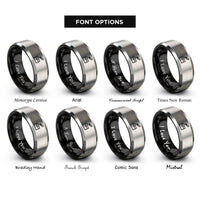 font options for inside engraving on black & silver corrosive rings