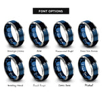 font options for inside engraving on blue & gray corrosive hazard rings