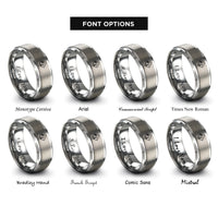 font options for inside engraving on gray corrosive hazard rings