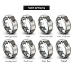 font options for inside engraving on gray corrosive hazard rings