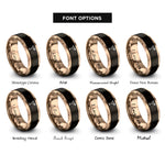 font options for inside engraving on black & rose gold cosmopolitan rings