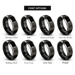 font options for inside engraving on black & gray cotter pin rings