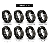 font options for inside engraving on black & gray cotter pin rings