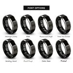 font options for inside engraving on black & grey cotter pin rings