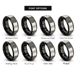 font options for inside engraving on black & gray cotter pin rings