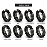 font options for inside engraving on black & gray cotter pin rings