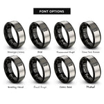 font options for inside engraving on black & gray cotter pin rings