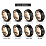 font options for inside engraving on black & rose gold cotton boll rings