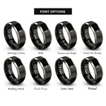 font options for inside engraving on black & silver countersink bit rings