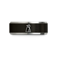 matching rings for couples – black & silver tungsten cloaked vampire wedding band