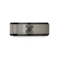 matching wedding ring sets – black & grey tungsten traction boards wedding band